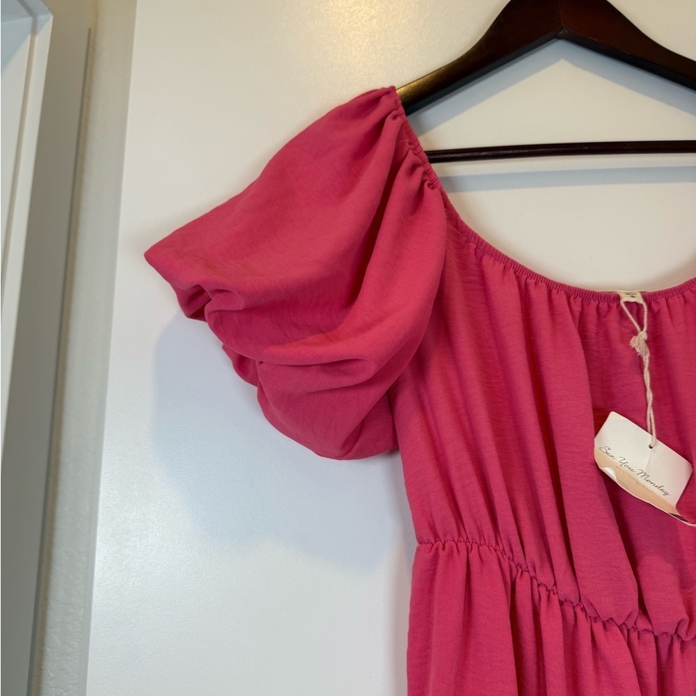 NWT See You Monday Pink Maxi Puff Sleeve Cottage Dress Farmhouse - Picture 4 of 8